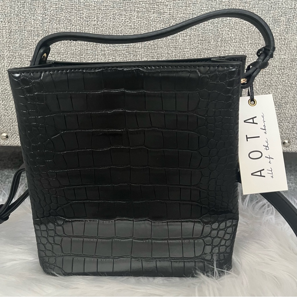 AOTA Black Croc-Embossed Women's Bag - Picture 2 of 9